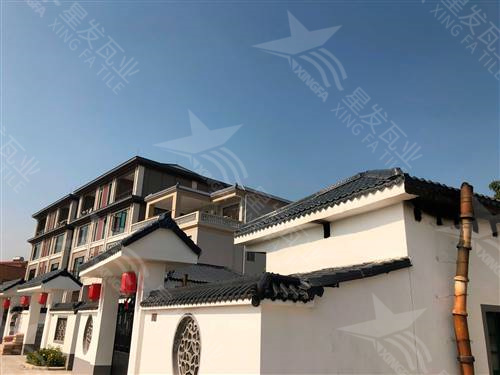 武漢仿古樹脂瓦一體屋檐裝飾塑料瓦片 古建筑門樓圍墻瓦中式門頭仿古瓦 星發牌定制